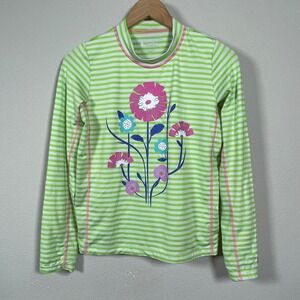 Coolibar‎ Surf Shirt Women XL Green Striped Floral UPF 50+ Coastal Rash Guard